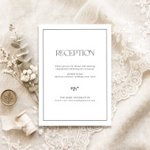 Cartão de Recepção de Casamento Minimalista Floral