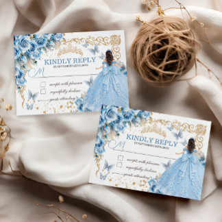 Notas Cartão de Resposta Baby Blue Gold Princess Quincea