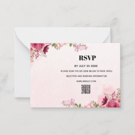 Notas Cartão de Resposta de Casamento com Código QR Flor