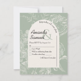 Notas Cartão de Resposta de Casamento com Linha Desenhad