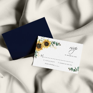 Notas Cartão de Resposta de Casamento Floral de Girassol