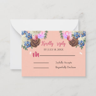 Notas Cartão de Resposta de Casamento Floral Elegante Ap