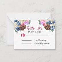Cartão de Resposta de Casamento Floral Elegante Li