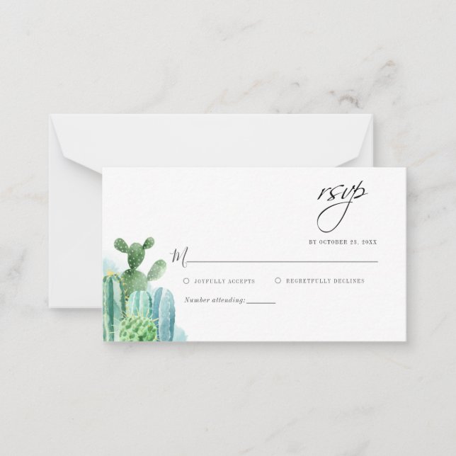 Notas Cartão de RSVP de Cactos para Casamento com Vegeta (Frente)