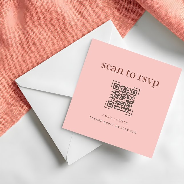 Notas Cartão de RSVP de casamento online com código QR r (Criador carregado)