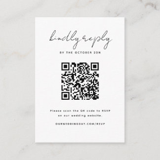 Notas Cartão de RSVP Minimalista Preto e Branco com Códi