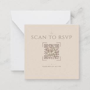 Notas Cartão de RSVP Online com Código QR Moderno Bege C