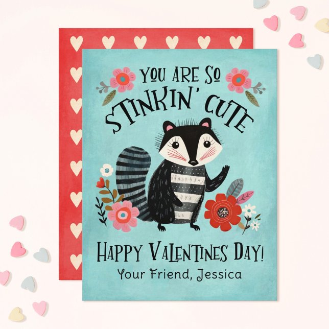 Notas Cartão de Saudação de Dia de os namorados Skunk Bo (A Stinkin' cute Classroom Valentines Exchange Card)