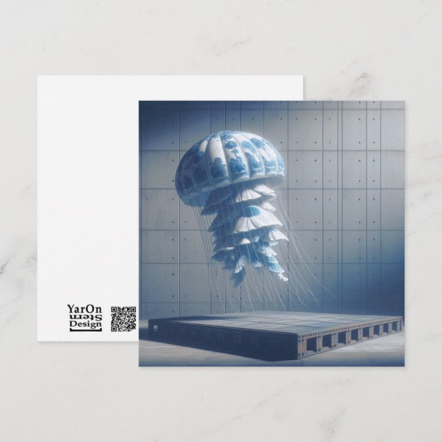 Notas Cartão de Saudação de Peixe-Gato de Porcelana Azul (Frente/Verso)