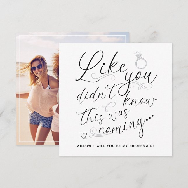 Notas Cartão de Solicitação Trendy Photo Bridesmaid (Frente/Verso)