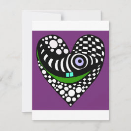 Notas Cartão de valentine de amor roxo abstrato e funky
