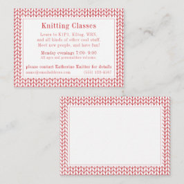 Notas CARTÃO DE VISITA do KNIT de LINHA VERMELHA "Classe