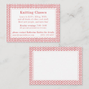 Notas CARTÃO DE VISITA do KNIT de LINHA VERMELHA "Classe