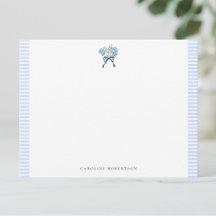 Cartão Elegante de Nota Azul de Hidrangea em Aquar