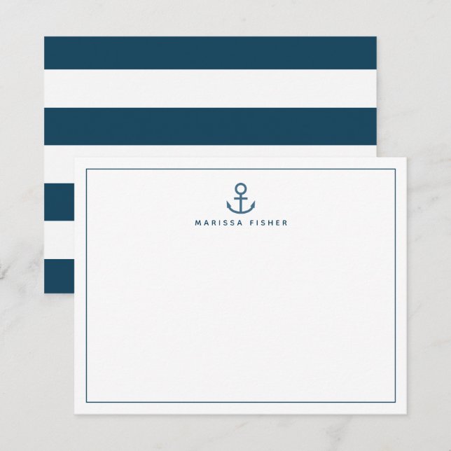 Notas Cartão marinho Azul Anchor de Nota de Papel (Frente/Verso)