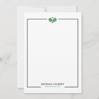 Notas Cartão Personalizado de Pickleball | Verde Naval
