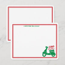Cartão Personalizado de Vespa Italiana Ciao Bella