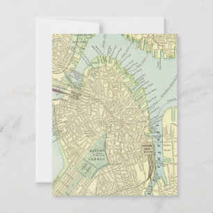 Notas Cartão Plano do Mapa da Rua de Boston