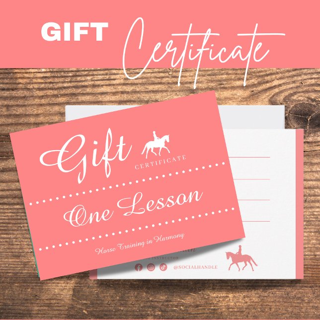 Notas Cartão Presente para Certificado de Presente de Ca (Horse Riding Gift Certificate Gift Card)