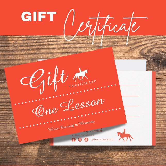 Notas Cartão Presente para Certificado de Presente de Ca (Horse Riding Gift Certificate Gift Card)