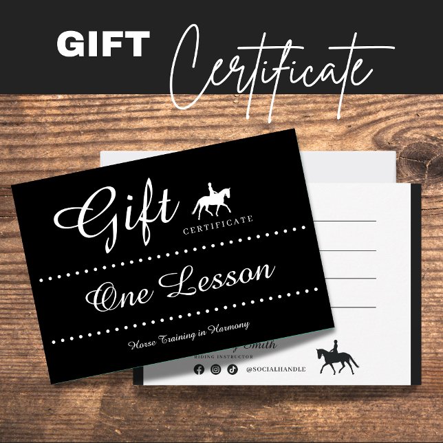 Notas Cartão Presente para Certificado de Presente de Ca (Horse Riding Gift Certificate Gift Card)