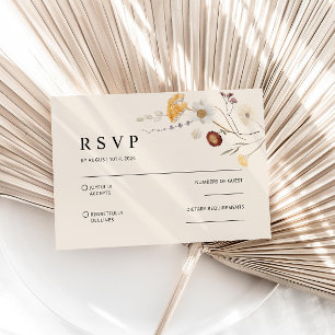 Notas Cartão RSVP de Casamento Boho Wildflower