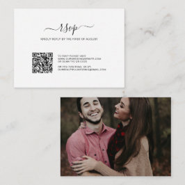 Notas Cartão RSVP de Casamento de Código QR de Foto Simp