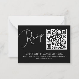 Notas Cartão RSVP de Casamento de Código QR Preto Minima