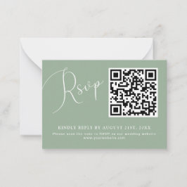 Notas Cartão RSVP de Casamento de Código QR Verde de Sag