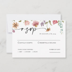 Notas Cartão RSVP de Casamento de Flores Selvagens