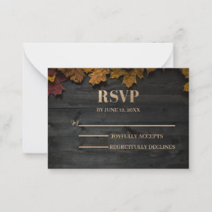 Notas Cartão RSVP de Casamento de Textura de Madeira Vin