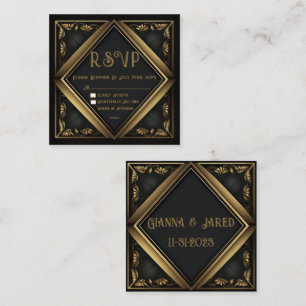 Notas Cartão RSVP de Casamento de Veludo Negro Elegante