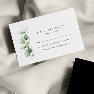 Notas Cartão RSVP de Casamento Eucalyptus Greenery