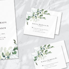 Notas Cartão RSVP de Casamento Eucalyptus Greenery Peque