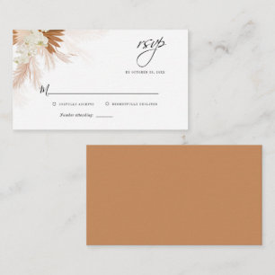 Notas Cartão RSVP de Casamento Floral de Grama de Pampas