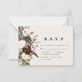 Notas cartão RSVP de casamento floral R.S.V.P