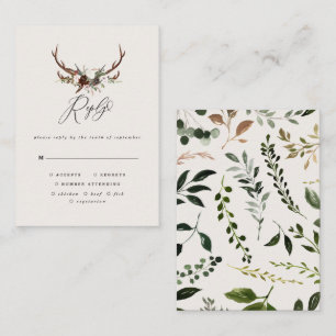 Notas Cartão RSVP de Casamento Flórida de Burgundy