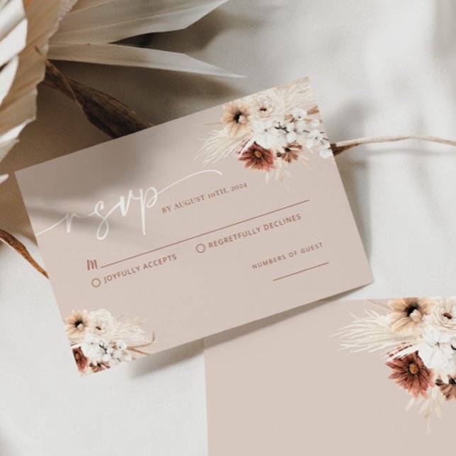 Notas Cartão RSVP de Casamento Moderno Boho (Criador carregado)