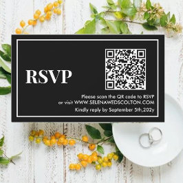 Notas Cartão RSVP de Casamento QR Preto e Branco do Eter