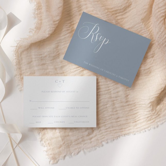 Notas Cartão RSVP de Escolha de Renda de Casamento Azul  (Criador carregado)