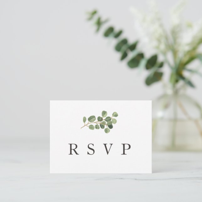 Notas Cartão RSVP de Resposta de Casamento Verde de Orça (Em pé/Frente)
