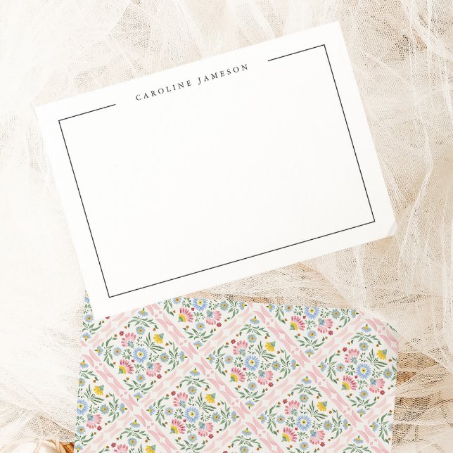 Notas Cartão Simples de Nome Floral Moderno (Criador carregado)