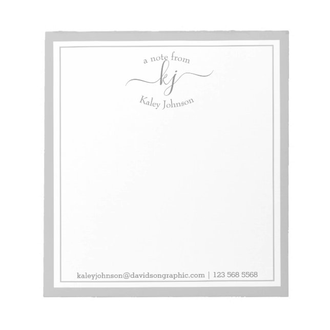 Notas Cinzas leves personalizadas | Da Mesa Do Bloco De  (Frente)