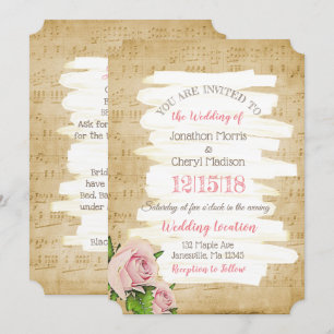 Notas da música & convite floral do casamento dos