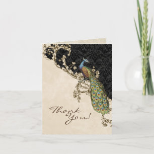 Notas de Agradecimento de Casamento Vintage Peacoc