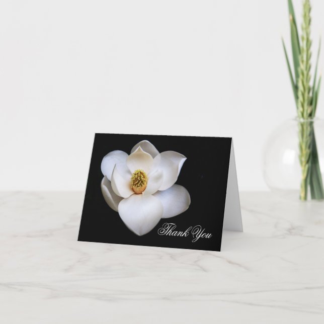 Notas de Agradecimento Flor de Magnólia em Branco  (Frente)