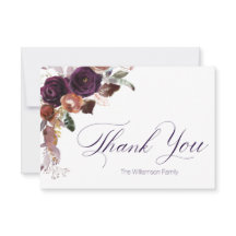 Notas de Agradecimento Florais Roxo Borgonha Doura