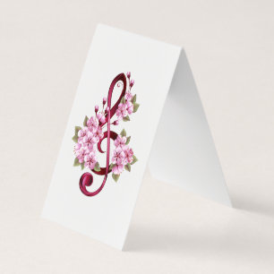 Notas de clave de trecho musical com flores de Sak