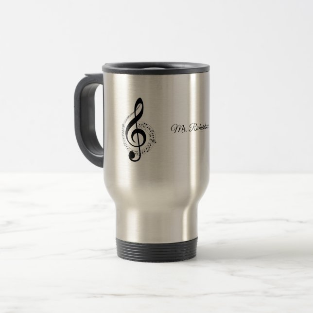 Notas de Música Caneca de viagem Personalizada (Frente Esquerda)