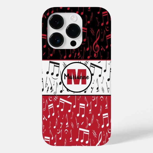 Notas de música em preto vermelho e branco Case-Ma (Verso)